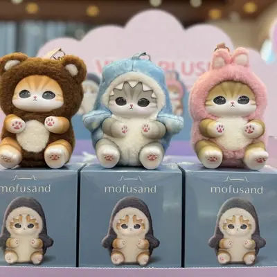 Mofusand Köpekbalığı Kedi blind box vinil peluş figür anahtarlık