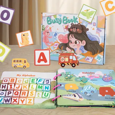 Sessiz Yapışkanlı Meşgul Kitap, Çocuklar İçin El Yapımı Etiket Kitabı - 2