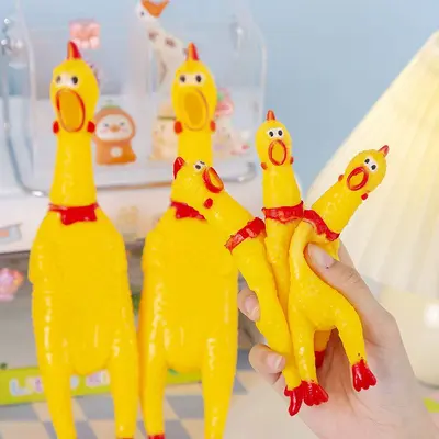 Robustes Quietschhuhn-Hundespielzeug aus Gummi, ungiftig - 3