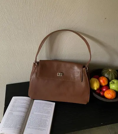 Bitkisel Tabaklı Deri Postacı Çantası, Kadın Retro Tek Omuz Çanta - 9