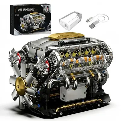 V8 Engine Building Block Toy Set, Desktop Model Ornament - 5