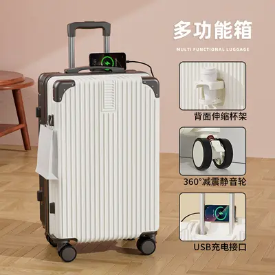 Travel Suitcase with Brake Wheels and Combination Lock, Large Capacity Retro - 11