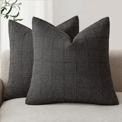 Cross-Pattern Pillowcase, Coarse Sand Bamboo Texture, Solid Colour, for Living Room Sofa - 12