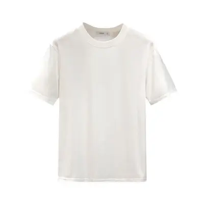Summer milk white silk 180g pure white short sleeve men's t-shirt, relaxed fit non-transparent lining, summer top, direct sale from factory