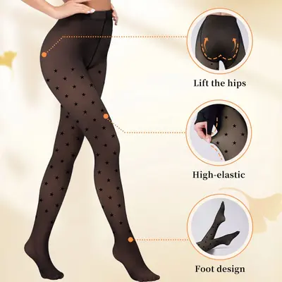 Thin Printed Spring/Autumn Leggings, 80g, Black, Slimming - 8