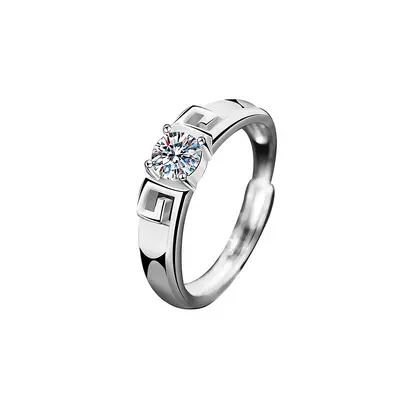 Mozanite 925 sterling silver couple rings, heart design - 7