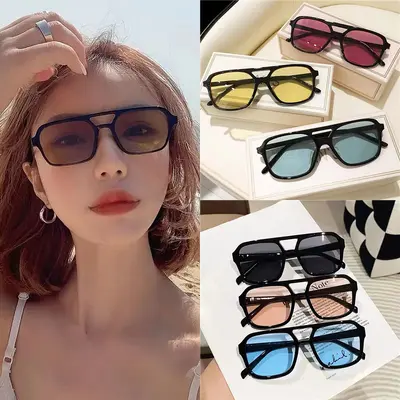 Eckige Piloten-Sonnenbrille mit Doppelsteg und Ocean-Linse - 3