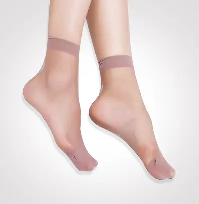 Women's Thin Summer Short Stockings, Crystal Sheer, Anti-Snag, Flesh-Colored - 10