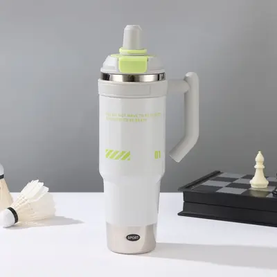 316 Paslanmaz Çelik Pipetli Buz Bardağı Saplı Termos 900ml - 10