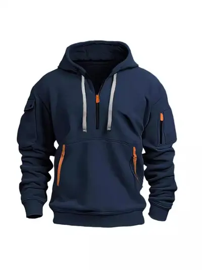 Grenzüberschreitender Export europäische Größe Frühling und Herbst Herren-Sweatshirt mit Kapuze und Reißverschluss Multi-Pocket Pullover Herren-Sportjacke Freizeitjacke