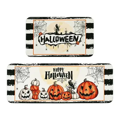 Halloween Theme Crystal Velvet Kitchen Floor Mat Set, 2 Pieces, Non-Slip - 10