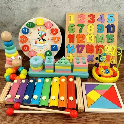 Ahşap Boncuklu Ksilofon Seti, Bebek ve Küçük Çocuk Müzik Oyuncağı - 3