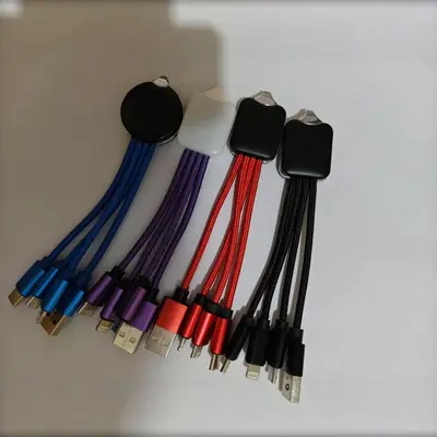 3-in-1 braided charging cable, fast charging, retractable