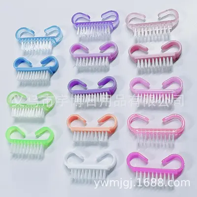 Colorful Manicure Plastic Brush Set with Calf Horn and Dust Brush - 5