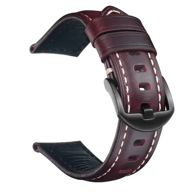 El Yapımı Retro Hakiki Deri Saat Kayışı, Yağlı Mumlu, 18-26 mm - 12