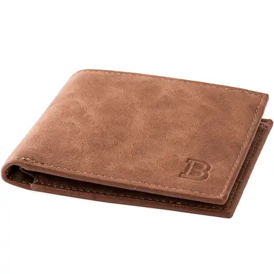 Men's Short Wallet with Coin Pocket and Money Clip - 3