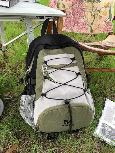 Large-Capacity Color-Block Backpack for Hiking and School - 8