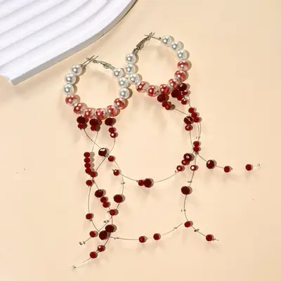 Perlenkette mit Tropfenblut-Design, Choker - 9