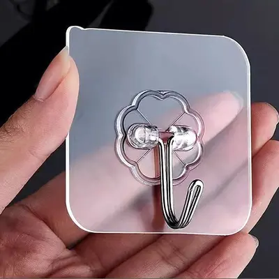 Adhesive Hook Without Drilling, Stainless Steel Transparent Hook for Doors - 13