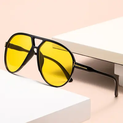Pilotenbrille mit Buchstaben-T, ovaler Rahmen, Herren - 8