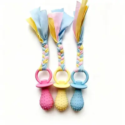 Rope Knot Dog Toy with TPR Rubber, Chew-Resistant for Teddy and Puppies - 12