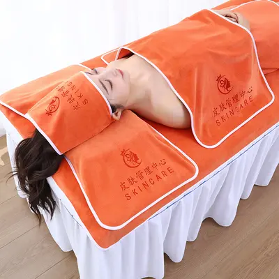 Beauty salon towel special set, turban, bed, bath towel, bath skirt set, absorbent, non-shedding, printable LOGO - 7