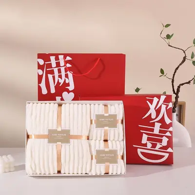 高密吸水珊瑚绒毛巾礼盒装浴巾礼品套装商务公司三件套 - 12