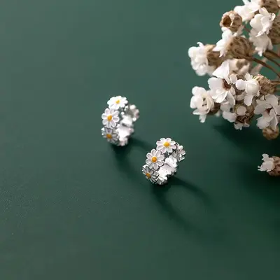 Gänseblümchen-Ohrringe Damen Blütendesign elegant - 3