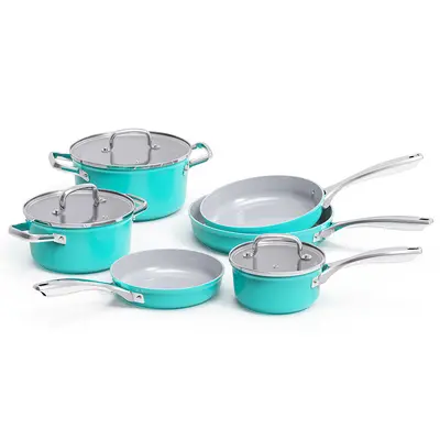 Ceramic Non-Stick Cookware Set, PFAS-Free, Die-Cast Aluminium - 11