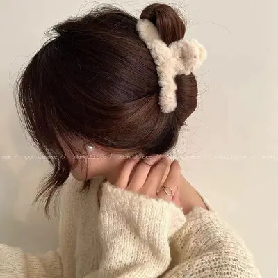 Plüsch-Haarspange hochwertiger koreanischer Stil große 12 cm Haarspange für die Rückseite des Kopfes Haiclip faule Haarspange - 8