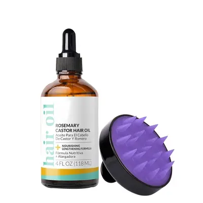 Rizinus-Rosmarin-Haaröl mit Kopfmassagegerät-Set - 5