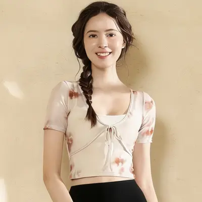 Yoga seti, yaz, T-shirt, yüksek bel, flare pantolon - 9