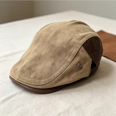 Koreli Vintage Basit Ördek Gagalı Şapka Kadın Taze Büyük Kafa Çevresi Ressam Gazeteci Şapkası Zarafet Yüzü Küçük Beret Şapka - 6