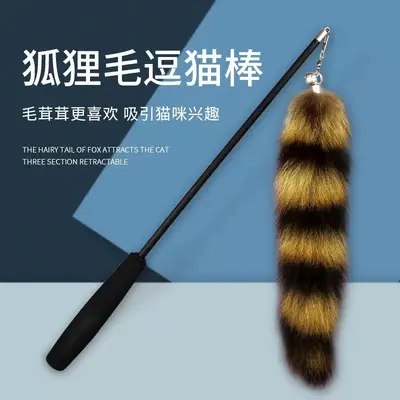 Retractable Cat Teaser Wand with Fox Tail and Bell - 8