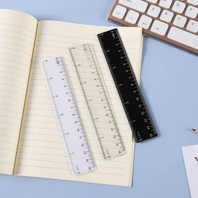 15 cm Plastic Straight Ruler, Multifunctional Black Scale School Ruler
