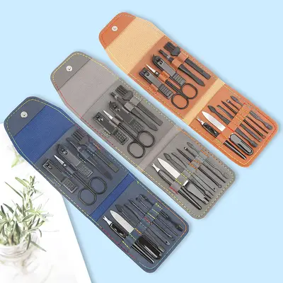 Manicure Set 12-Piece Nail Scissors Pedicure Black