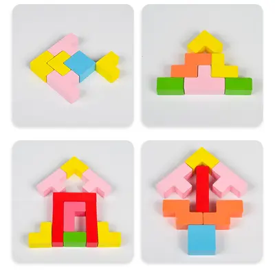 Pädagogisches Holzspielzeug, kreative Giraffenblöcke und Tetris-Bausteine