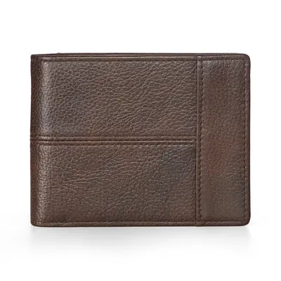 Retro Genuine Leather Men's Short Wallet, RFID Protection, Multi-Card Slots - 12