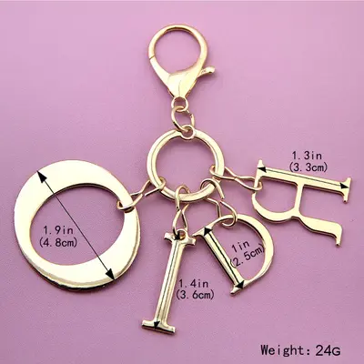 DIY Lobster Clasp Zinc Alloy Letter Keychain and Bag Charm - 7