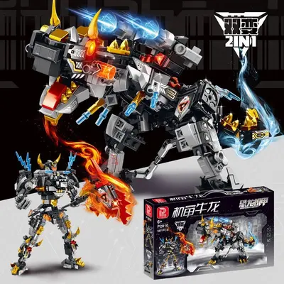 Mechanical T-Rex Mecha Dinosaur Building Block Set, Dual Transform, Compatible, Large Gift - 2