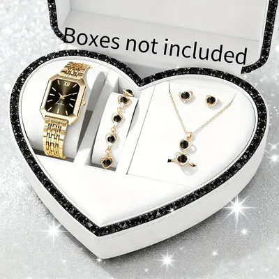 6er Set Damen-Quarzuhr quadratisches Zifferblatt elegantes Design