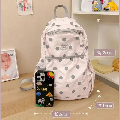 Women's Polka Dot Minimalist Backpack for Work and School - 4