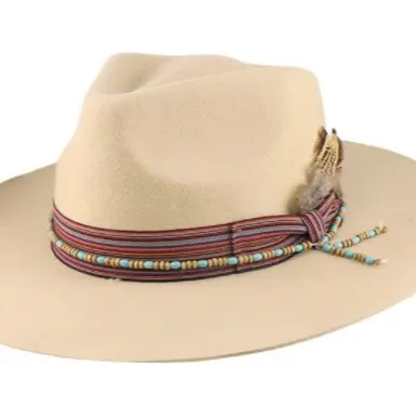 Pure Wool Ring Bow Wide Brim Jazz Hat for Men and Women, Autumn Winter