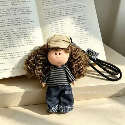 14cm Spanish Potato Doll Lanyard Doll Pendant Girl Key Ring Buckle Figure Toy Plush Doll Gift