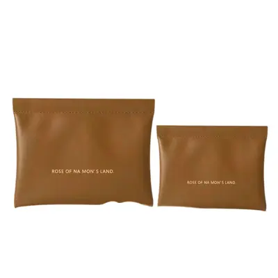 Minimalist Leather Storage Bag with Spring Auto-Lock, Portable Cosmetic Pouch Mini Lipstick Earphone Travel Organizer Bag