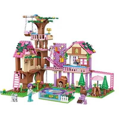 Girls' Treehouse Adventure Building Block Set, Seaside Princess Villa