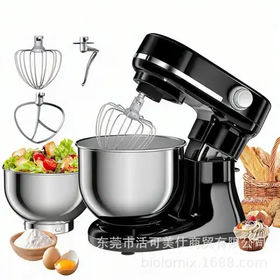 跨境立式厨师机5.5L+4L双碗和面机8档搅拌打蛋揉面机stand mixer - 9