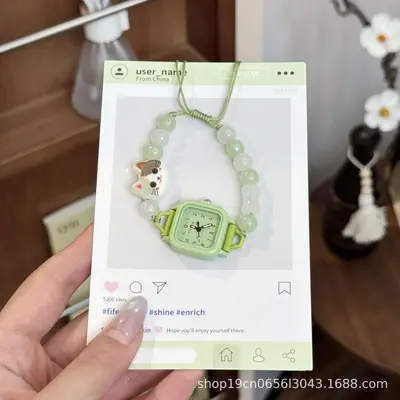 猫咪串珠手链式手表森系小清新学生石英表ins风百搭女士手表批发 - 10