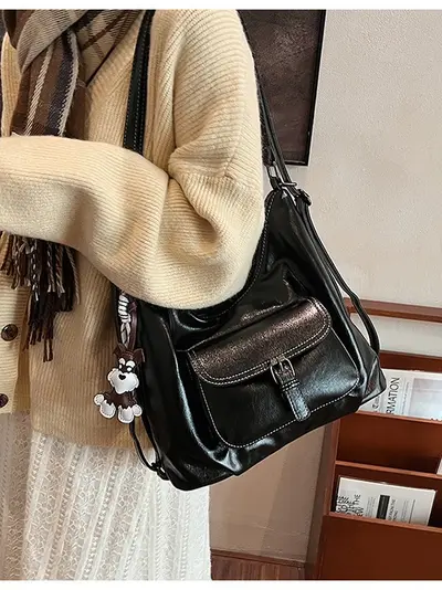 Maillard style backpack women 2025 new large capacity soft leather shoulder bag suburban multi-functional crossbody bag women's bag