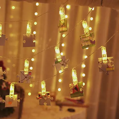 Üretici toptan fotoğraf klipsli pil ışıklı led yaratıcı küçük fener iç mekan kartpostal dekoratif ışık Noel ışığı - 7